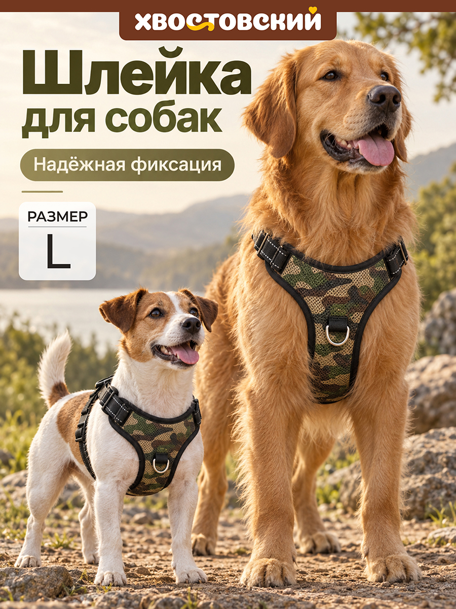 БЫЛО 1669 руб! Шлейка для собак L, хаки