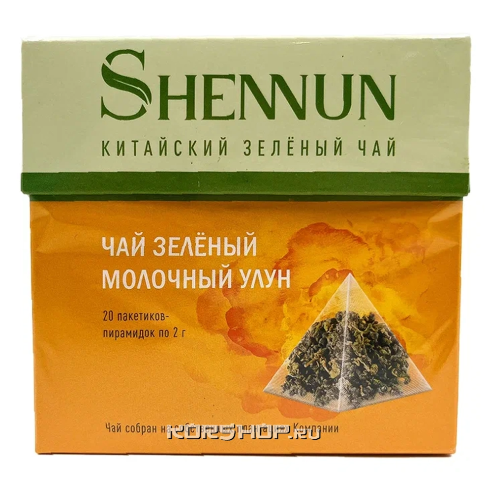 Чай зелёный с ароматом молочного улуна среднелистовой в пирамидках Shennun, Китай, 40 г (20шт)