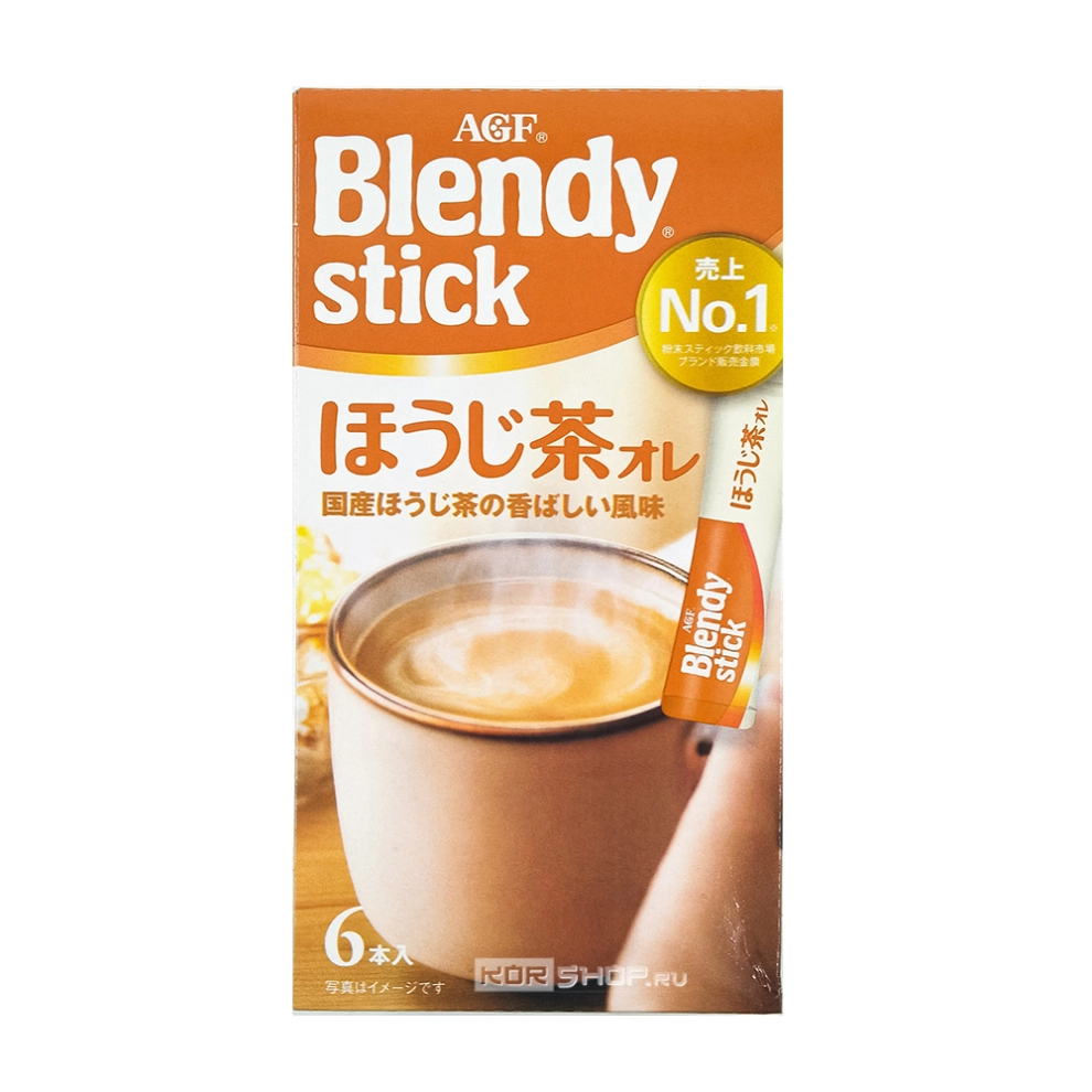 Растворимый зелёный чай Ходзича с молоком стик/stick Blendy AGF, Япония, 58,2 г (9,7 г х 6 шт.). Срок до 31.10.2026.Распродажа